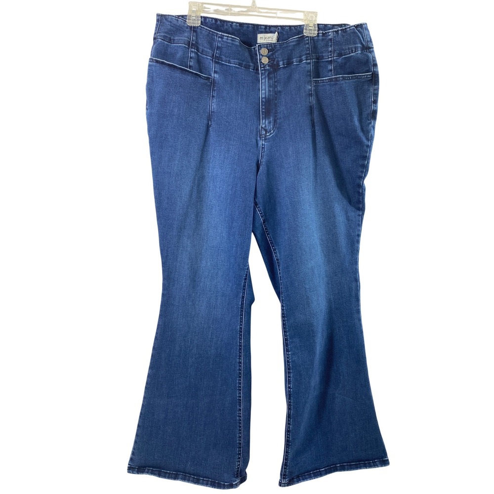 M Jeans by Maurices Jeans Women 24W High Rise Curvy Flare Blue Stretch Denim 70s